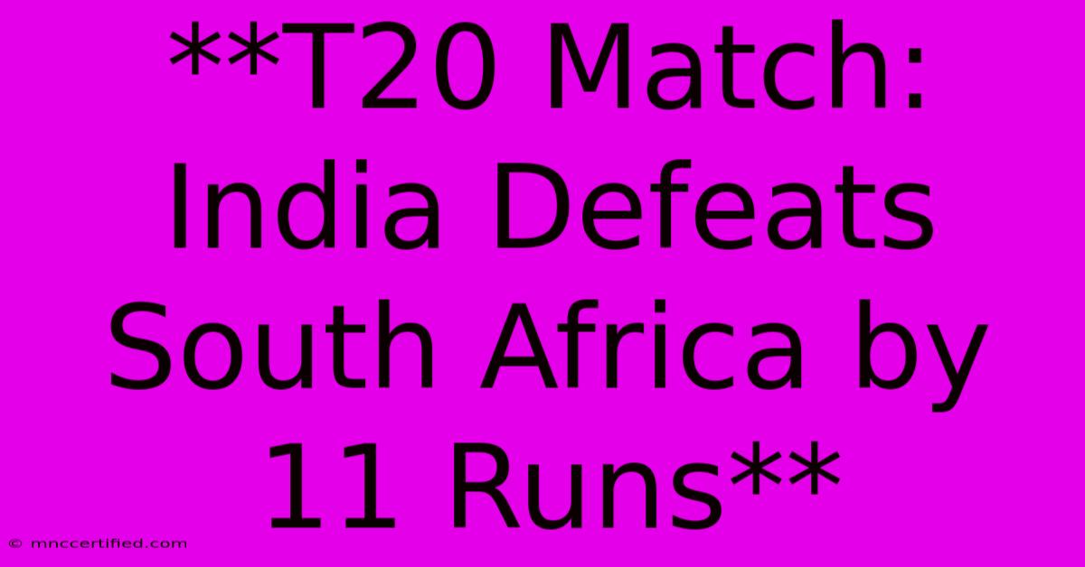 **T20 Match: India Defeats South Africa By 11 Runs**