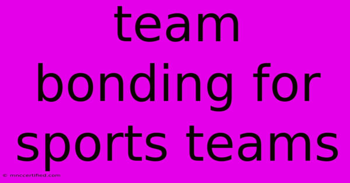 Team Bonding For Sports Teams