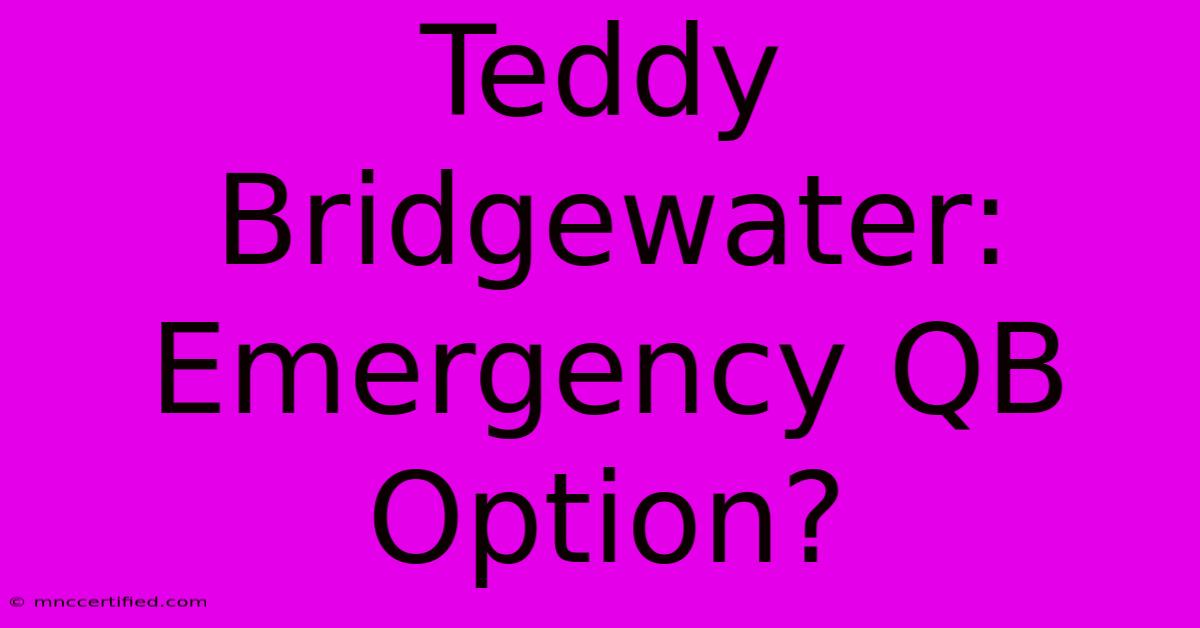 Teddy Bridgewater: Emergency QB Option?