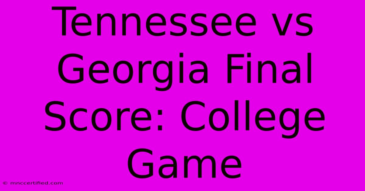 Tennessee Vs Georgia Final Score: College Game