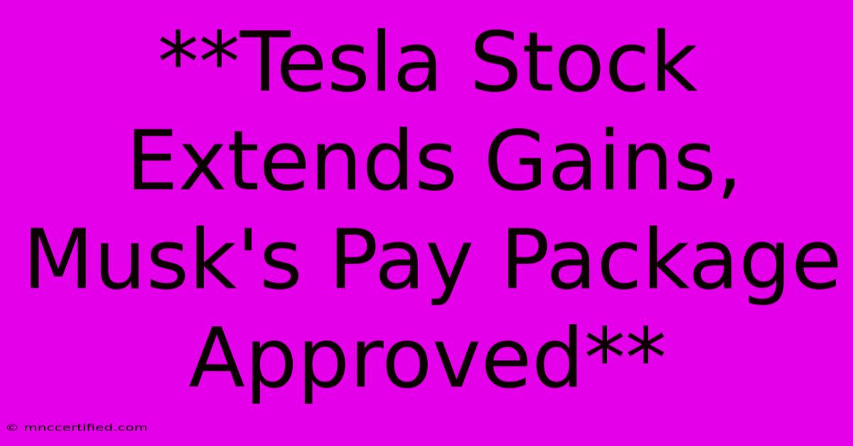 **Tesla Stock Extends Gains, Musk's Pay Package Approved**