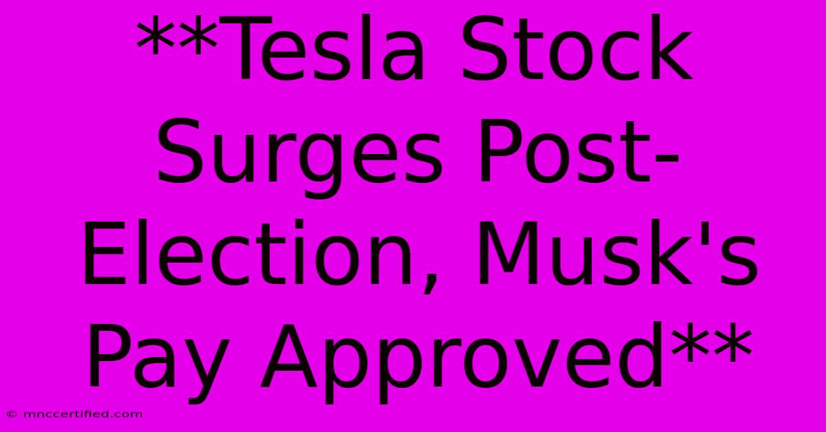 **Tesla Stock Surges Post-Election, Musk's Pay Approved**