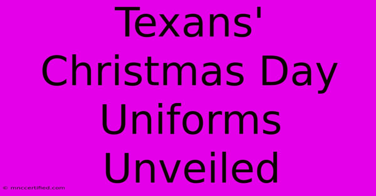 Texans' Christmas Day Uniforms Unveiled