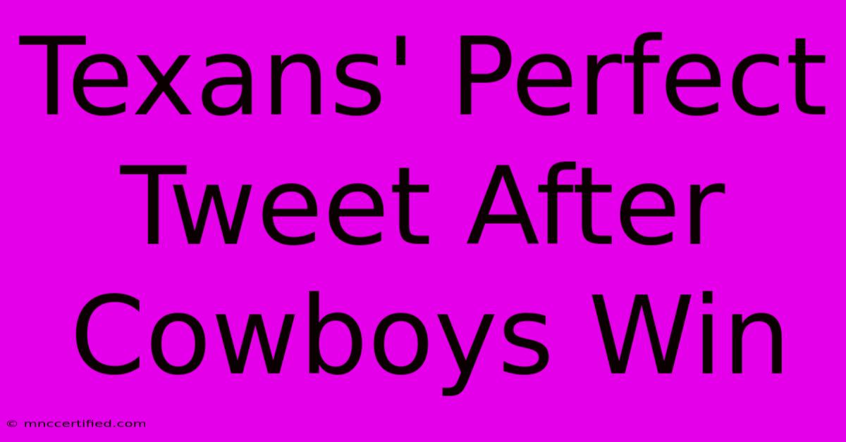 Texans' Perfect Tweet After Cowboys Win