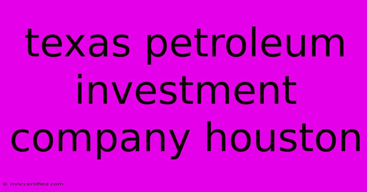 Texas Petroleum Investment Company Houston