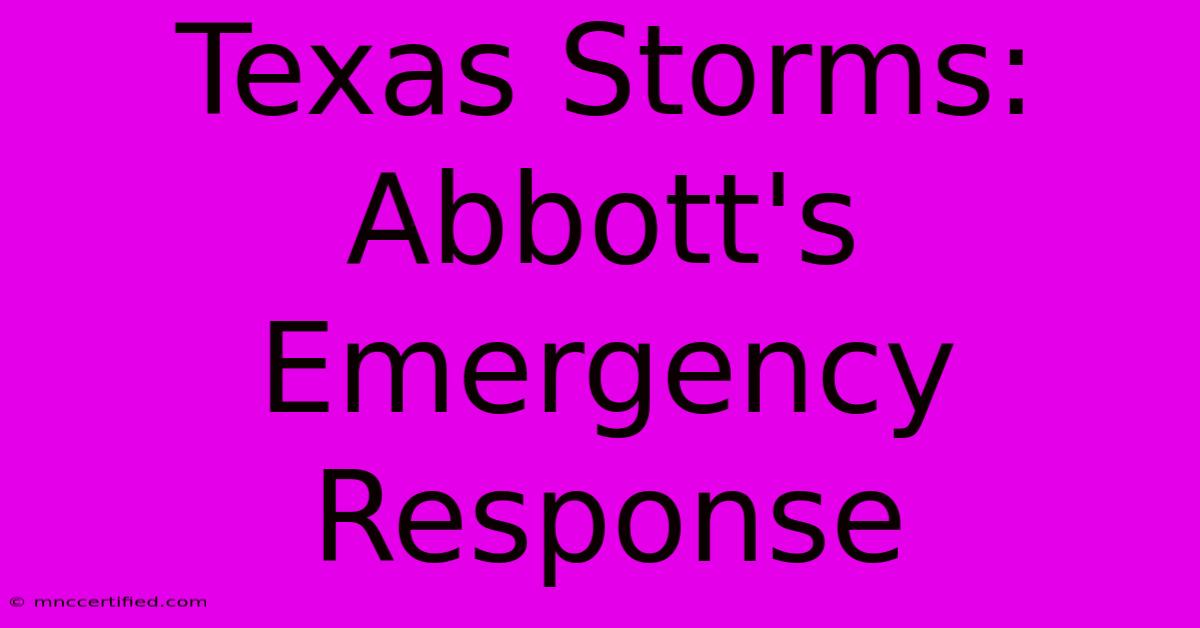 Texas Storms: Abbott's Emergency Response