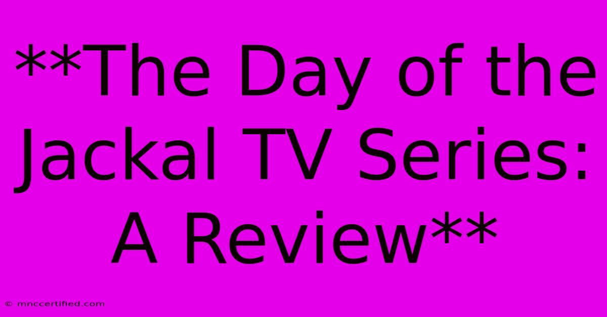 **The Day Of The Jackal TV Series: A Review**