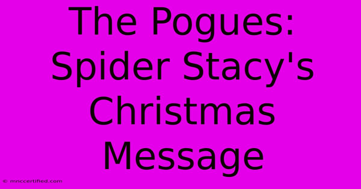 The Pogues: Spider Stacy's Christmas Message