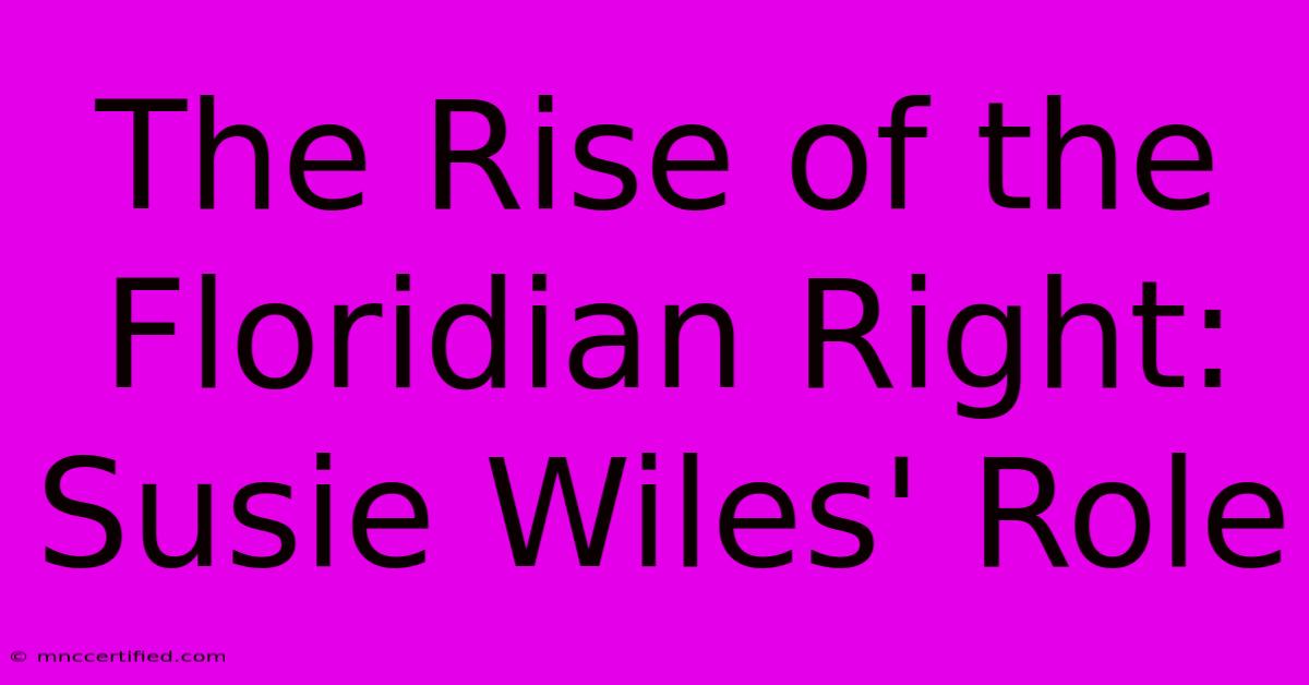 The Rise Of The Floridian Right: Susie Wiles' Role