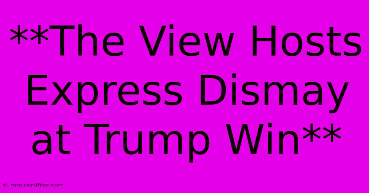 **The View Hosts Express Dismay At Trump Win**