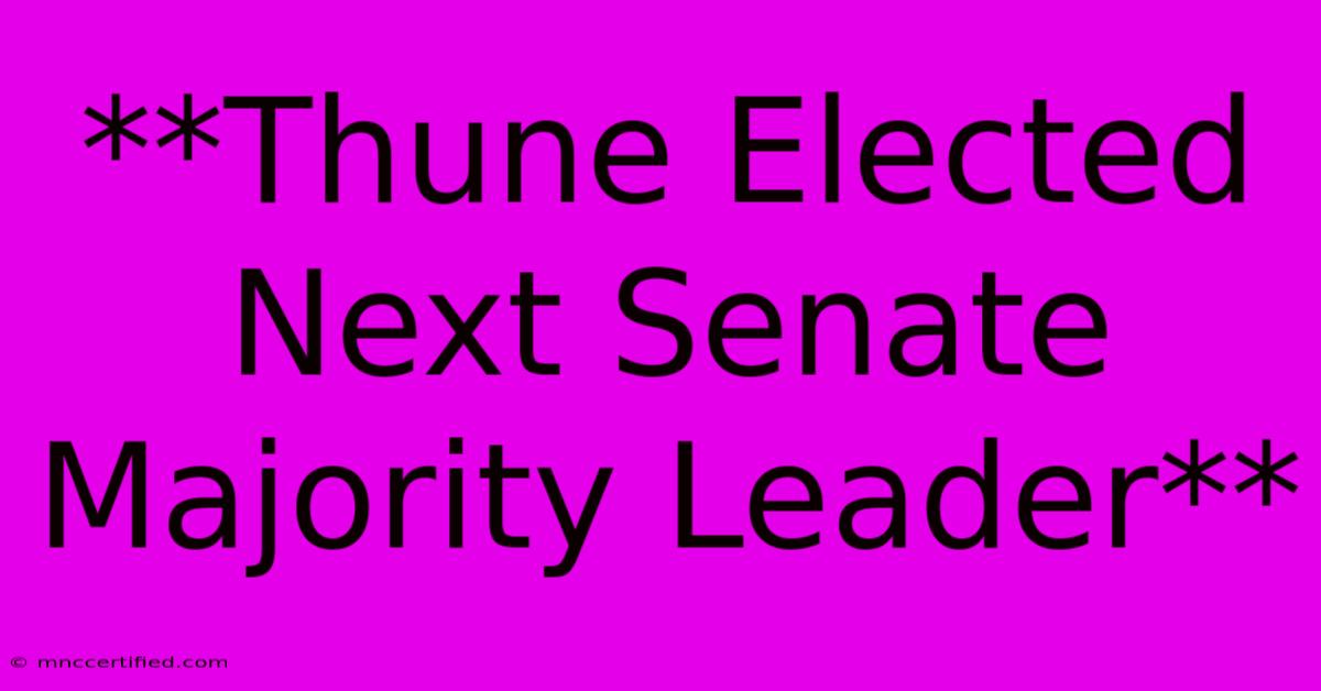 **Thune Elected Next Senate Majority Leader**