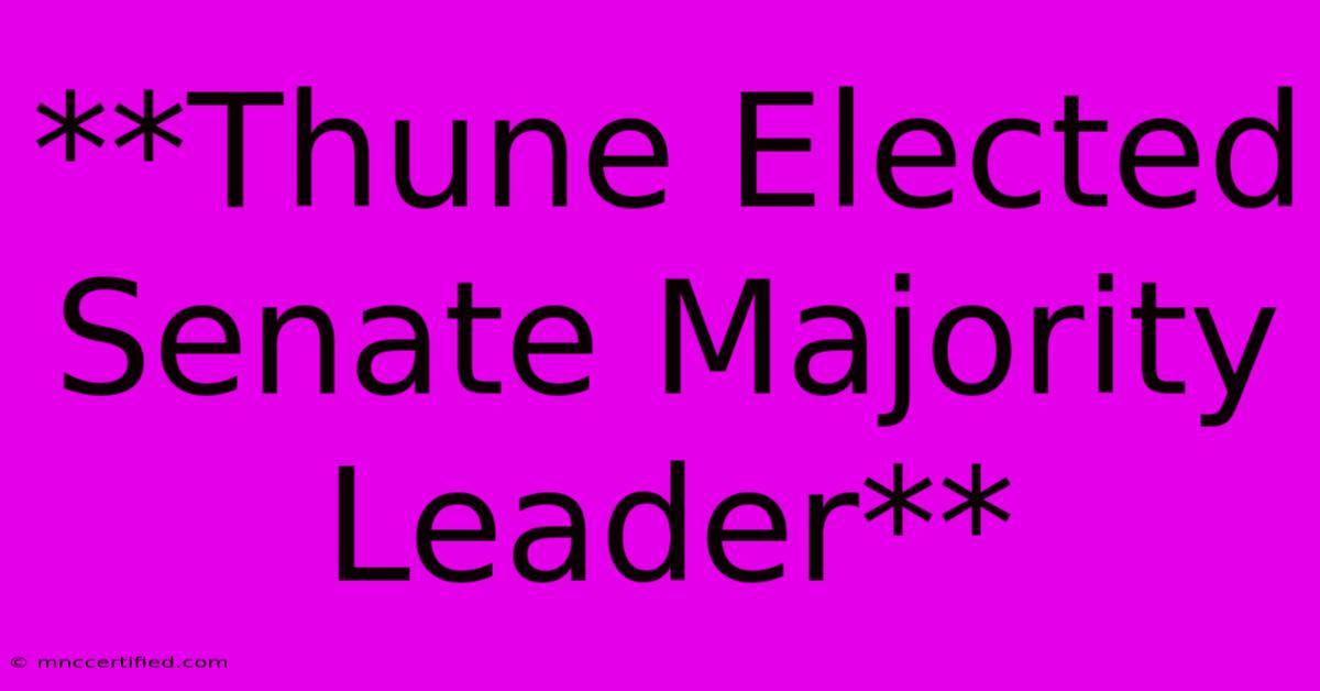 **Thune Elected Senate Majority Leader**