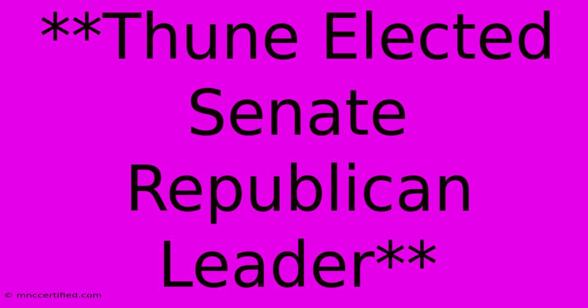 **Thune Elected Senate Republican Leader** 