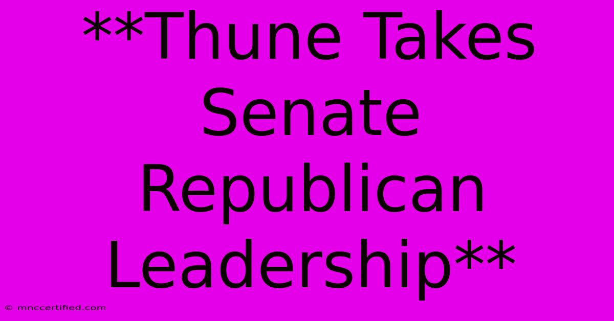 **Thune Takes Senate Republican Leadership**