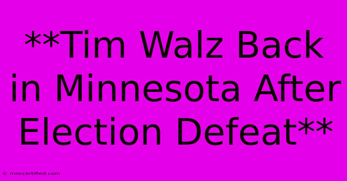 **Tim Walz Back In Minnesota After Election Defeat**