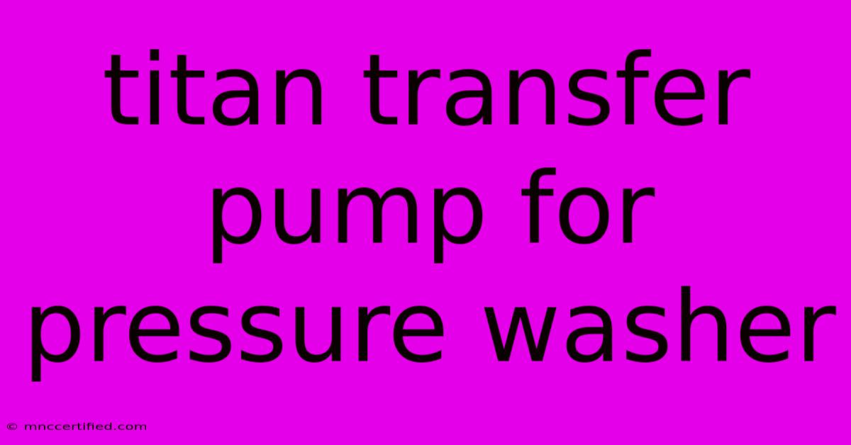 Titan Transfer Pump For Pressure Washer