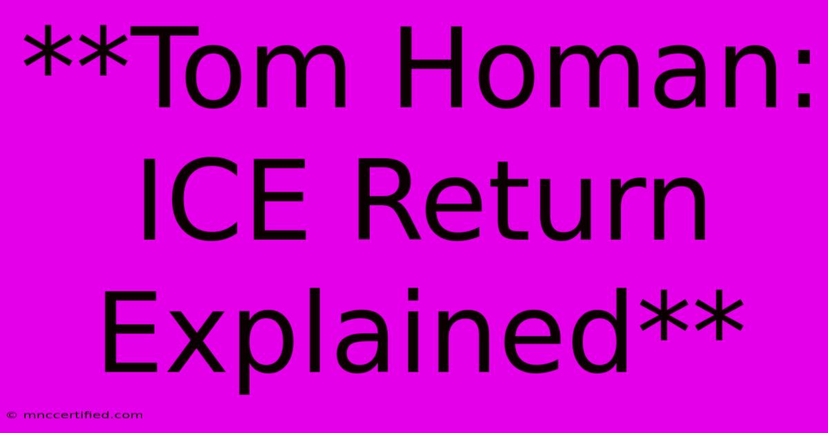 **Tom Homan: ICE Return Explained** 