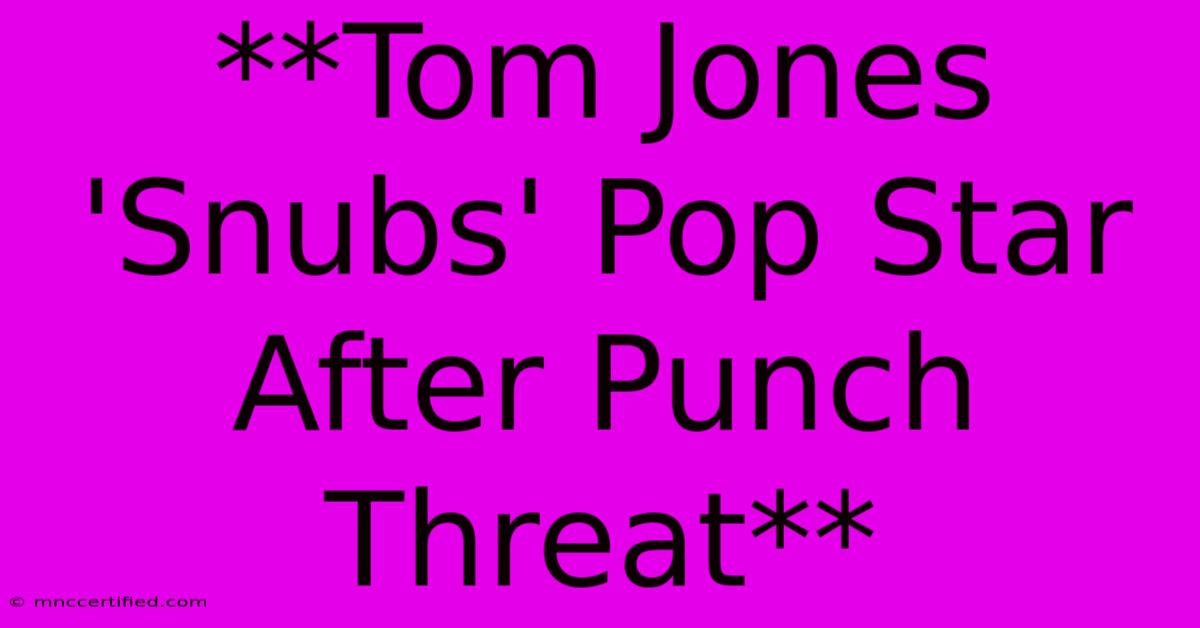 **Tom Jones 'Snubs' Pop Star After Punch Threat**