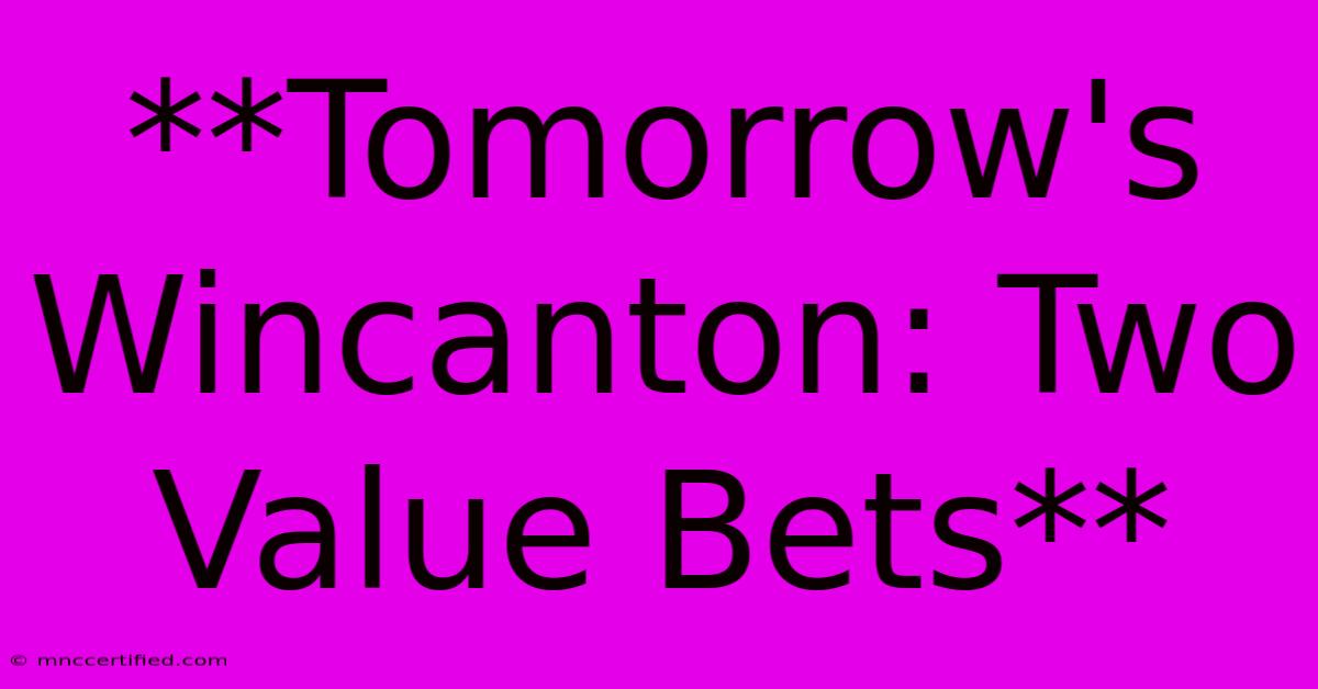 **Tomorrow's Wincanton: Two Value Bets**