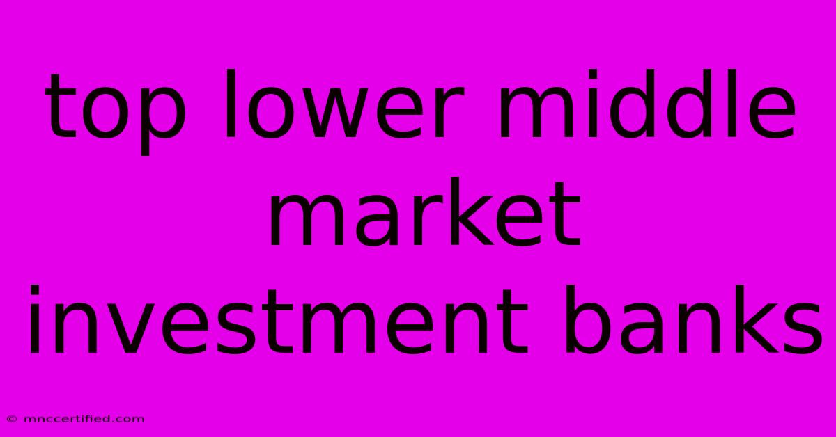 Top Lower Middle Market Investment Banks