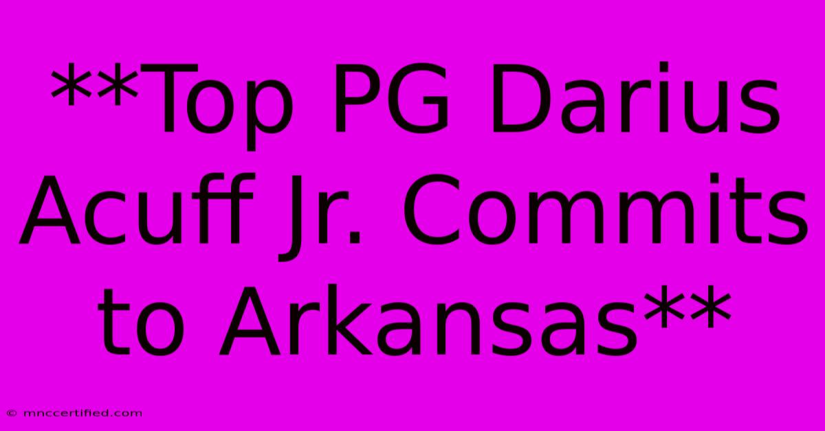 **Top PG Darius Acuff Jr. Commits To Arkansas**