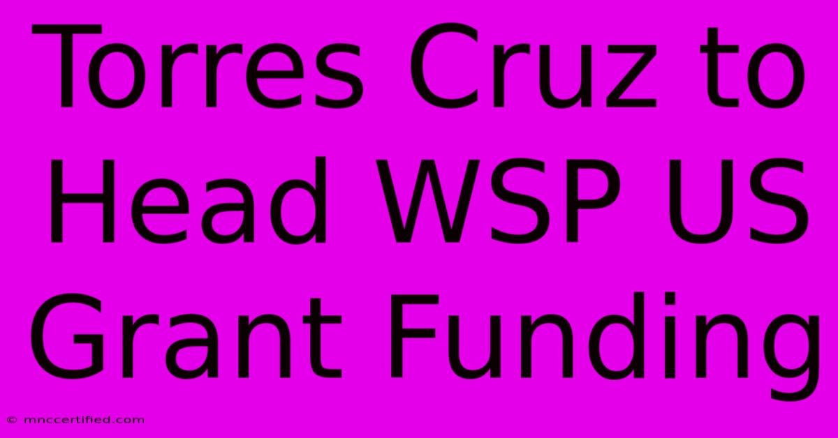 Torres Cruz To Head WSP US Grant Funding