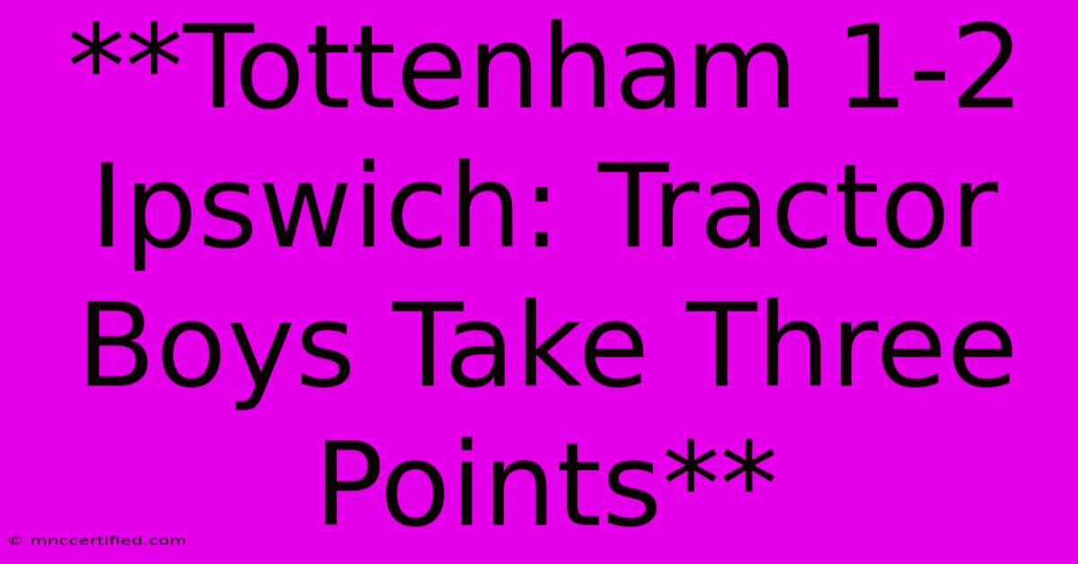 **Tottenham 1-2 Ipswich: Tractor Boys Take Three Points**