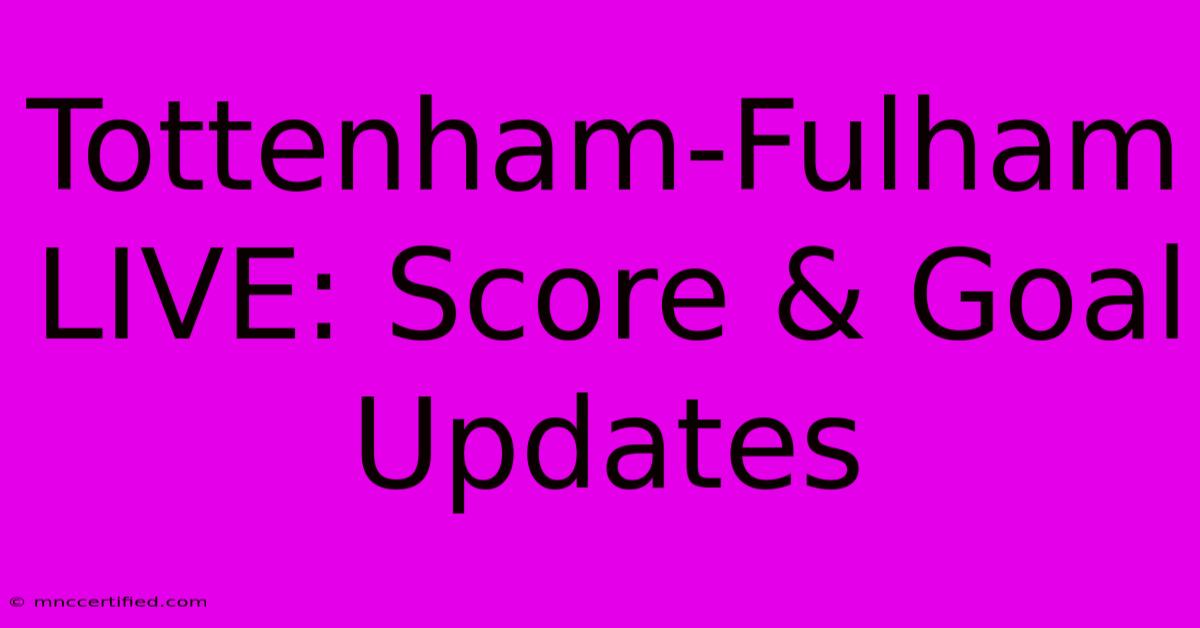 Tottenham-Fulham LIVE: Score & Goal Updates