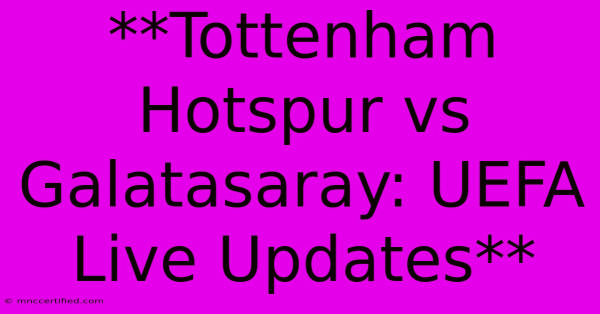 **Tottenham Hotspur Vs Galatasaray: UEFA Live Updates**