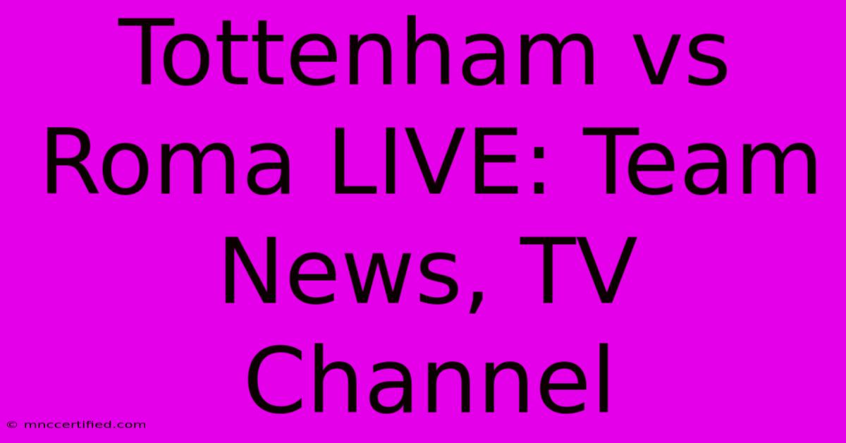 Tottenham Vs Roma LIVE: Team News, TV Channel