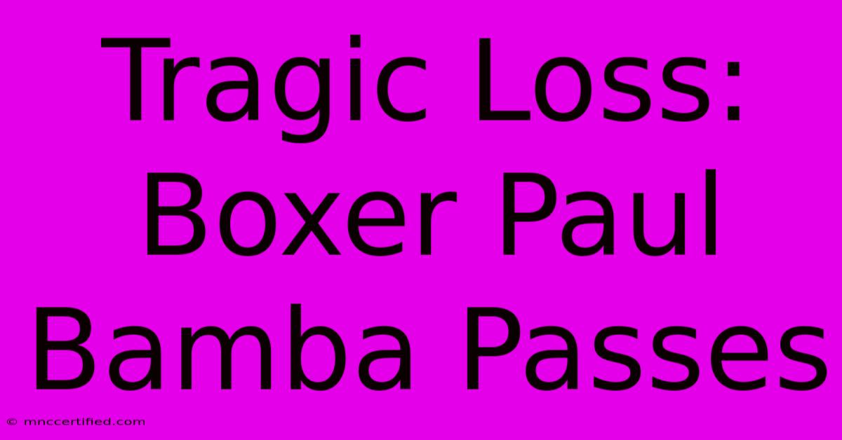 Tragic Loss: Boxer Paul Bamba Passes