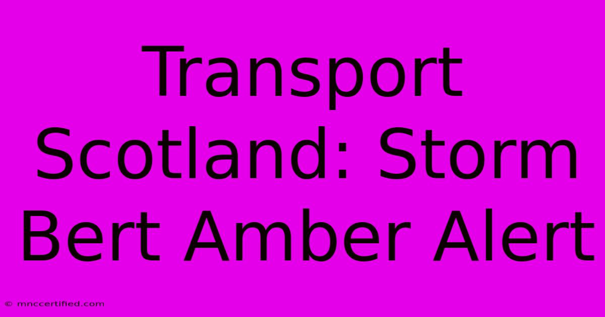 Transport Scotland: Storm Bert Amber Alert