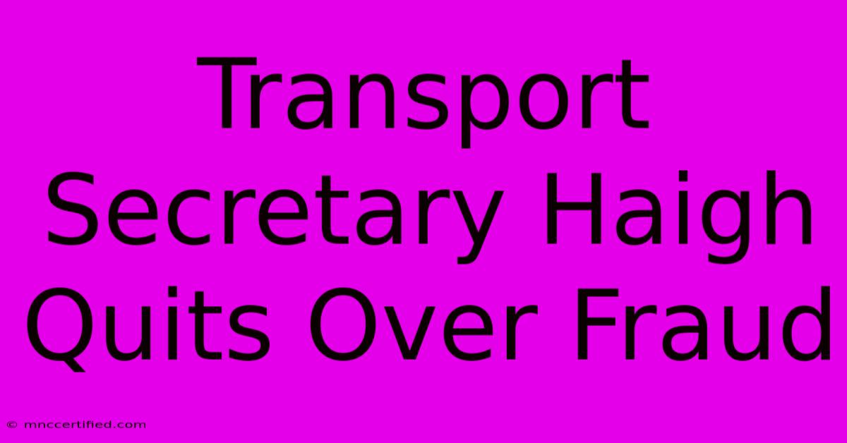 Transport Secretary Haigh Quits Over Fraud