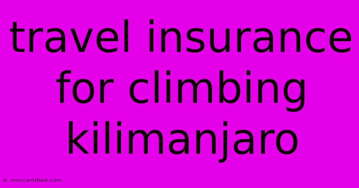 Travel Insurance For Climbing Kilimanjaro