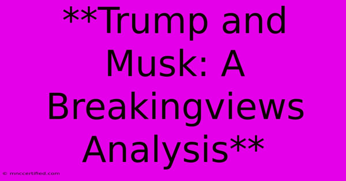 **Trump And Musk: A Breakingviews Analysis**