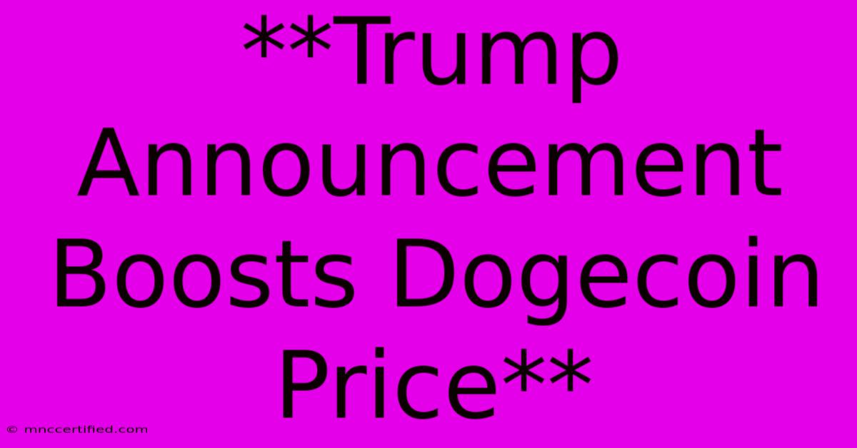 **Trump Announcement Boosts Dogecoin Price**