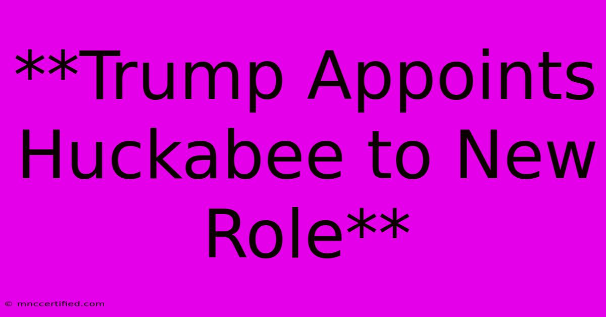 **Trump Appoints Huckabee To New Role**