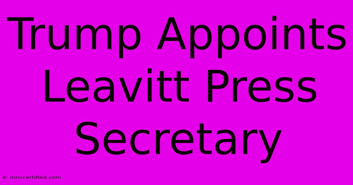 Trump Appoints Leavitt Press Secretary