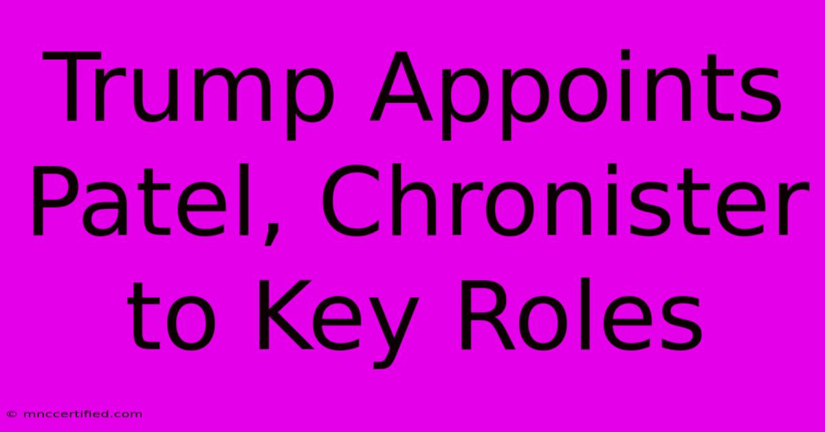 Trump Appoints Patel, Chronister To Key Roles