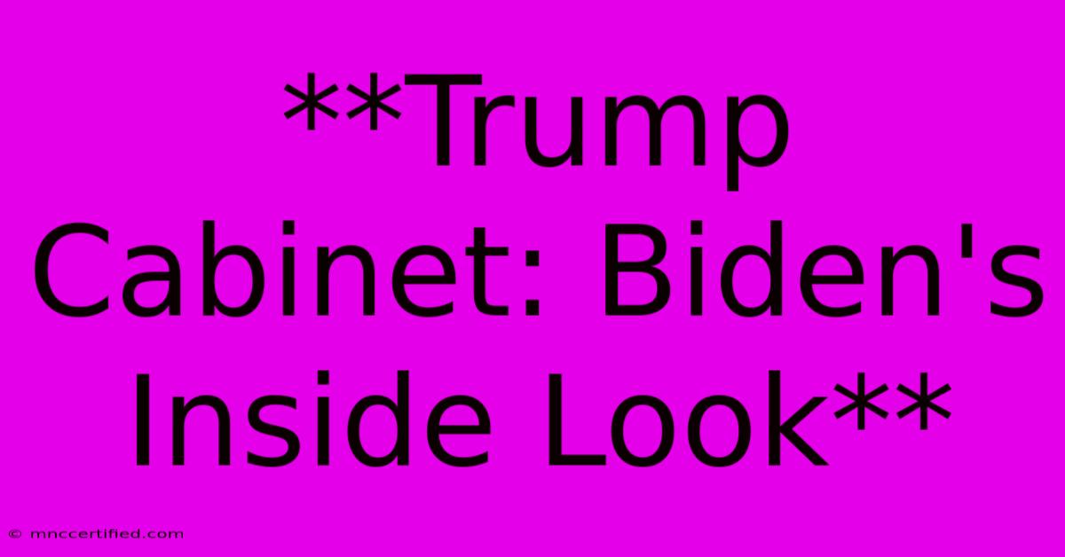 **Trump Cabinet: Biden's Inside Look**