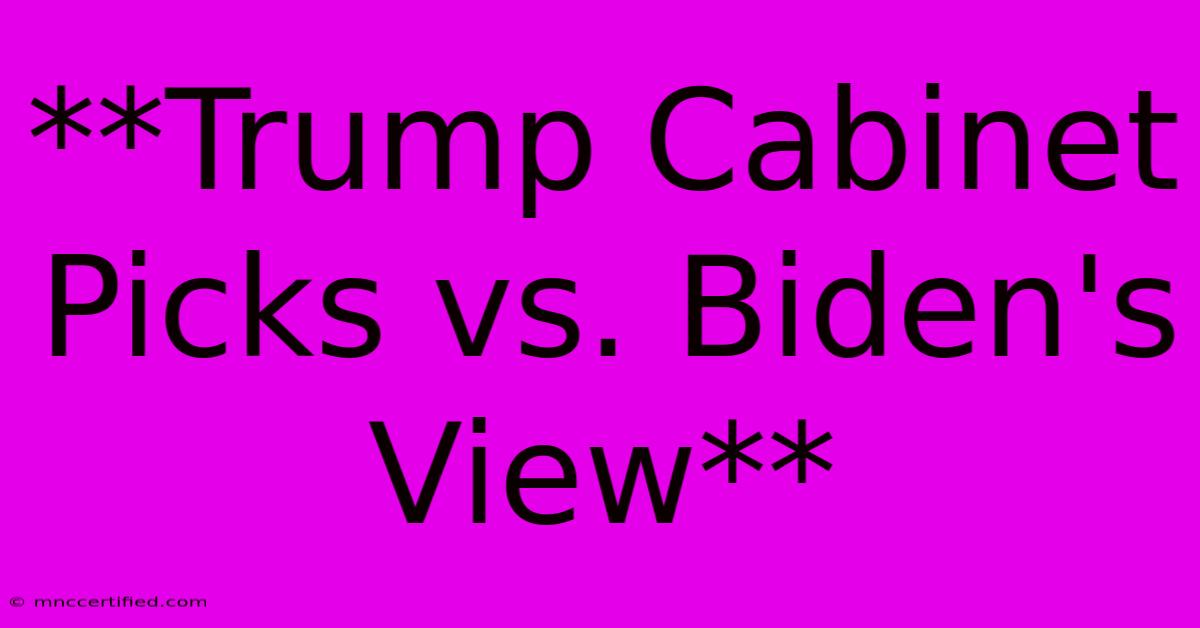 **Trump Cabinet Picks Vs. Biden's View**