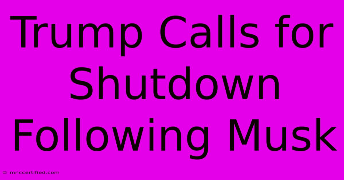 Trump Calls For Shutdown Following Musk