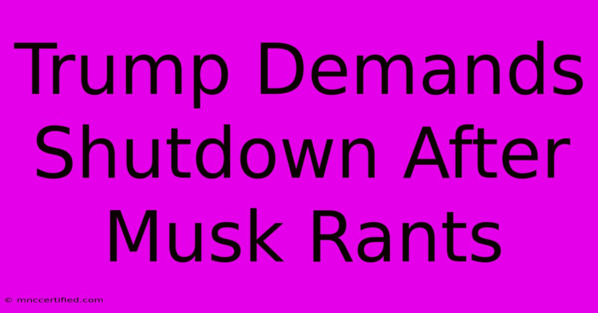 Trump Demands Shutdown After Musk Rants