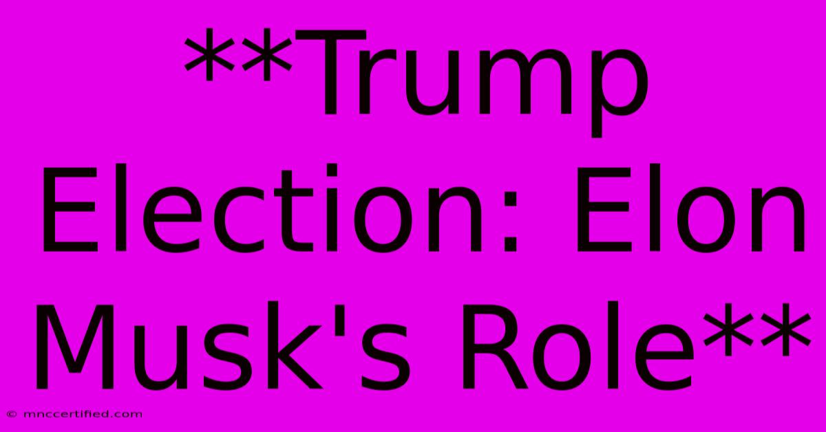 **Trump Election: Elon Musk's Role**