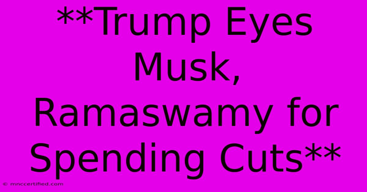 **Trump Eyes Musk, Ramaswamy For Spending Cuts**