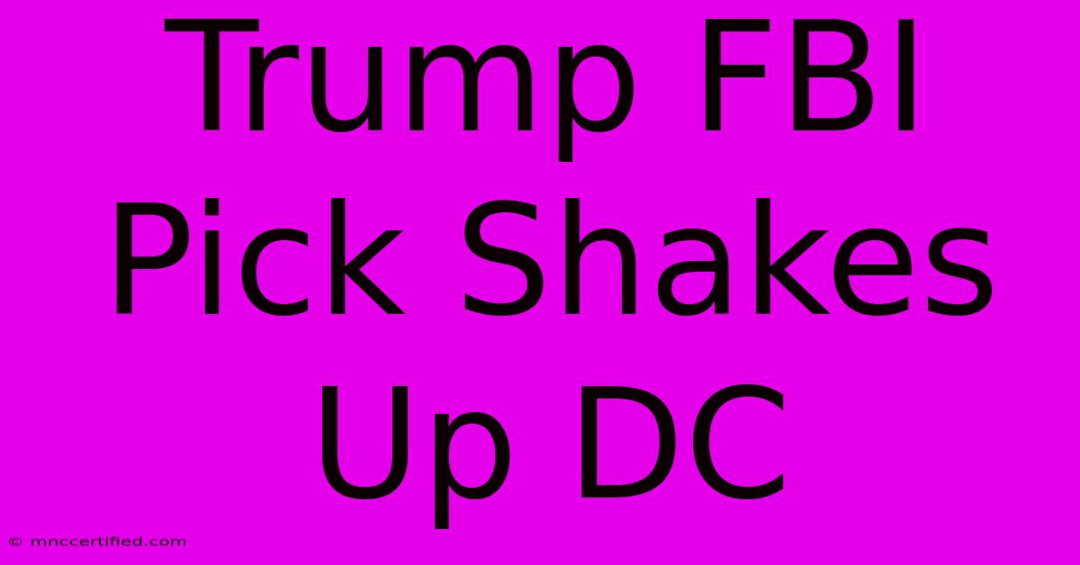 Trump FBI Pick Shakes Up DC