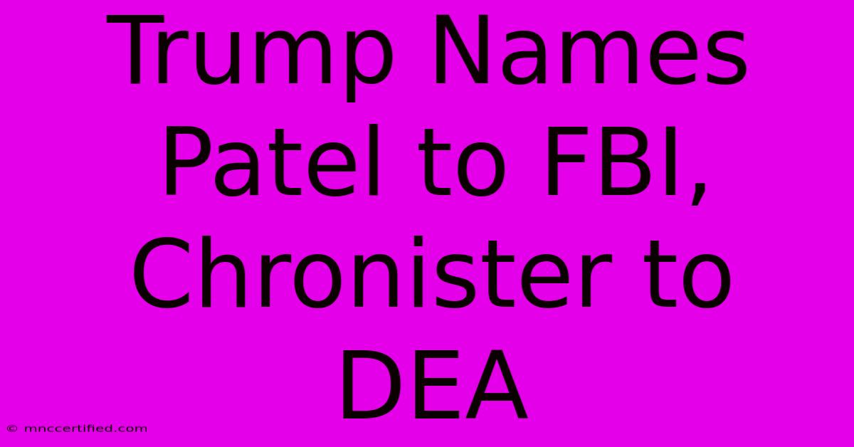 Trump Names Patel To FBI, Chronister To DEA