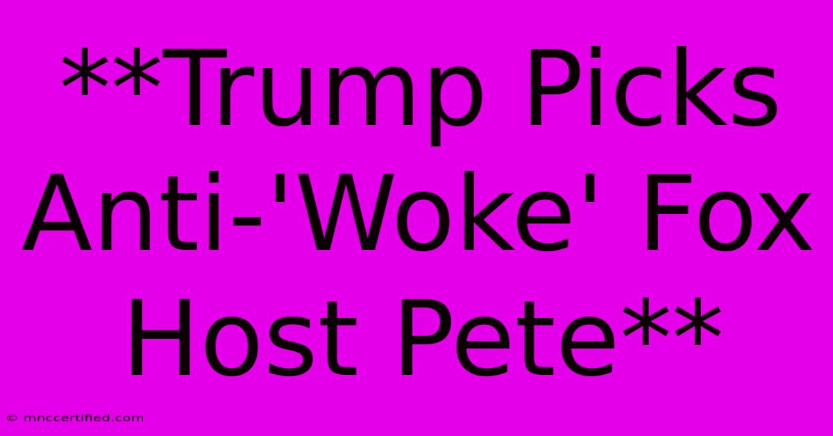 **Trump Picks Anti-'Woke' Fox Host Pete**