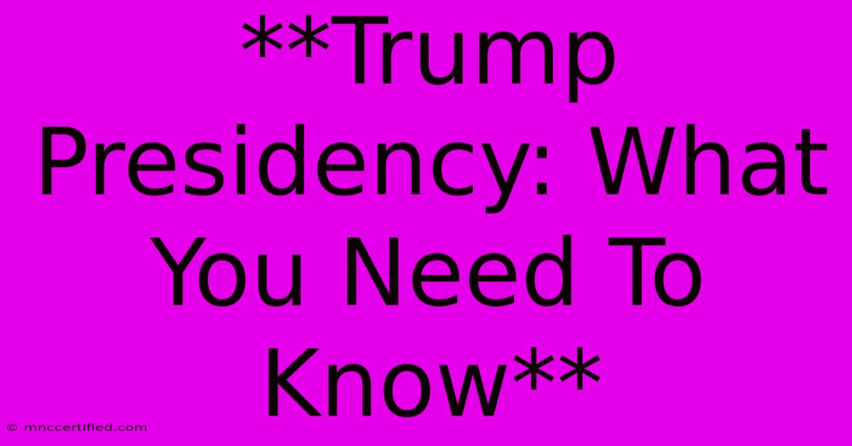 **Trump Presidency: What You Need To Know**