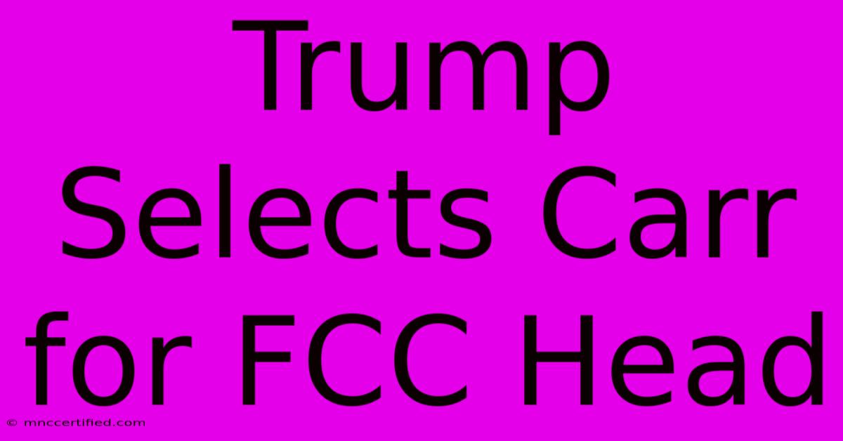 Trump Selects Carr For FCC Head